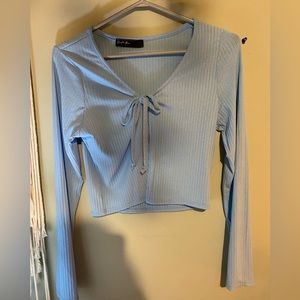 Blue women’s front tie long sleeve